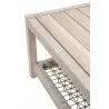 Essentials For Living Wrap Outdoor Coffee Table - Taupe & White Flat Rope, Gray Teak - Side Closeup Angle - Essentials For Living Wrap Outdoor Coffee Table - Taupe & White Flat Rope, Gray Teak - Side Closeup Angle