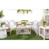 Essentials For Living Wrap Outdoor End Table - Taupe & White Flat Rope, Gray Teak - Lifestyle