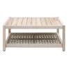Essentials For Living Wrap Outdoor Square Coffee Table - Taupe & White Flat Rope, Gray Teak- Front Angle