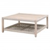 Essentials For Living Wrap Outdoor Square Coffee Table - Taupe & White Flat Rope, Gray Teak- Front Side Angle