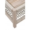 Essentials For Living Wrap Outdoor Square Coffee Table - Taupe & White Flat Rope, Gray Teak- Closeup Top Angle