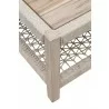 Essentials For Living Wrap Outdoor Square Coffee Table - Taupe & White Flat Rope, Gray Teak- Closeup Top Angle - Essentials For Living Wrap Outdoor Square Coffee Table - Taupe & White Flat Rope, Gray Teak- Closeup Top Angle