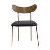 Sunpan Gibbons Dining Chair in Antique Brass - Charcoal Black Leather - Front Angle