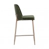 Sunpan Zeke Counter Stool Antique Brass in Bergen Olive - Side Angle