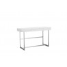Remi Sofa Table Matte White with Brushed Stainless Steel - Angled