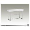 Remi Sofa Table Matte White with Brushed Stainless Steel - Angled Studio Shoot