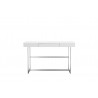 Remi Sofa Table Matte White with Brushed Stainless Steel - Front
