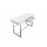 Remi Sofa Table Matte White with Brushed Stainless Steel - Top Angle