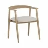 Sunpan Jeremy Dining Armchair in Weathered Oak-Dove Cream - Front Side Angle - Sunpan Jeremy Dining Armchair in Weathered Oak-Dove Cream - Front Side Angle