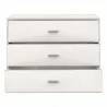Essentials For Living Wynn Shagreen 3-Drawer Nightstand - Pearl Shagreen, Brushed Stainless Steel - Front Opened Angle - Essentials For Living Wynn Shagreen 3-Drawer Nightstand - Pearl Shagreen, Brushed Stainless Steel - Front Opened Angle