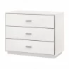 Essentials For Living Wynn Shagreen 3-Drawer Nightstand - Pearl Shagreen, Brushed Stainless Steel - Front Side Angle - Essentials For Living Wynn Shagreen 3-Drawer Nightstand - Pearl Shagreen, Brushed Stainless Steel - Front Side Angle