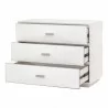 Essentials For Living Wynn Shagreen 3-Drawer Nightstand - Pearl Shagreen, Brushed Stainless Steel - Front Side Opened Angle - Essentials For Living Wynn Shagreen 3-Drawer Nightstand - Pearl Shagreen, Brushed Stainless Steel - Front Side Opened Angle