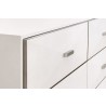Essentials For Living Wynn Shagreen 6-Drawer Double Dresser - Pearl Shagreen, Brushed Stainless Steel - Closeup Side Angle