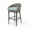 Marbella Barstool in Dupione Celeste, No Welt - Front Side Angle - Marbella Barstool in Dupione Celeste, No Welt - Front Side Angle