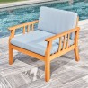 Vifah Kapalua Honey Nautical Curve Eucalyptus Wooden Outdoor Sofa Chair with Cushion, Side View