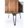 Crawford and Burke Ophelia Reclaimed Wood 42" Foldable Coffee Table with Wire Mesh Drawers, Side Closeup View - Crawford and Burke Ophelia Reclaimed Wood 42" Foldable Coffee Table with Wire Mesh Drawers, Side Closeup View