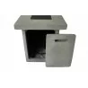 Crawford and Burke Arabba Grey Cement Rectangular Gas Fire Pit Table, Front Opened view - Crawford and Burke Arabba Grey Cement Rectangular Gas Fire Pit Table, Front Opened view