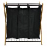 Oceanstar X-Frame Bamboo 3-Bag Laundry Sorter With Bag - Front
