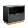 Sunpan Jenkins Nightstand High Gloss Grey - Front Side Angle