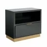Sunpan Jenkins Nightstand High Gloss Grey - Front Side Angle - Sunpan Jenkins Nightstand High Gloss Grey - Front Side Angle