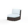 Montecito Armless Club Chair in Canvas Skyline w/ Self Welt - Front Side Angle