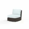 Montecito Armless Club Chair in Canvas Skyline w/ Self Welt - Front Side Angle - Montecito Armless Club Chair in Canvas Skyline w/ Self Welt - Front Side Angle
