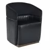 Sunpan Genval Wheeled Lounge Chair - Abbington Black/Cantina Black - Front Side Angle - Sunpan Genval Wheeled Lounge Chair - Abbington Black/Cantina Black - Front Side Angle