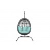 Milano Hanging Chair in Dupione Celeste w/ Self Welt - Front Angle