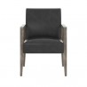 Sunpan Earl Dining Armchair in Ash Grey - Brentwood Charcoal Leather - Front Angle