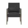 Sunpan Earl Dining Armchair in Ash Grey - Brentwood Charcoal Leather - Front Angle - Sunpan Earl Dining Armchair in Ash Grey - Brentwood Charcoal Leather - Front Angle