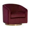 Sunpan Hazel Swivel Lounge Chair in Gold - Burgundy Sky - Front Side Angle - Sunpan Hazel Swivel Lounge Chair in Gold - Burgundy Sky - Front Side Angle