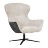 Sunpan Weller Swivel Lounge Chair Nono Cream / Nono Dark Green - Front Side Angle