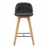 Moe's Home Collection Napoli Leather Counter Stool in Black - Front Angle