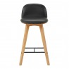 Moe's Home Collection Napoli Leather Counter Stool in Black - Front Angle