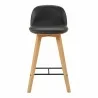 Moe's Home Collection Napoli Leather Counter Stool in Black - Front Angle - Moe's Home Collection Napoli Leather Counter Stool in Black - Front Angle