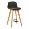 Moe's Home Collection Napoli Leather Counter Stool in Black - Front Side Angle