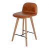Moe's Home Collection Napoli Leather Counter Stool in Tan - Front Side Angle