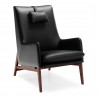 Moe's Home Collection Asta Leather Chair - Black - Front Side Angle with Headrest