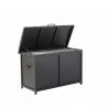 Alfresco Home the Yacht Small RTA Aluminum Storage/Cushion Cabinet - Dolphin - Front Side Opened Angle - Alfresco Home the Yacht Small RTA Aluminum Storage/Cushion Cabinet - Dolphin - Front Side Opened Angle