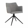 Sunpan Griffin Swivel Dining Armchair in November Grey - Bravo Cognac - Front Side Angle - Sunpan Griffin Swivel Dining Armchair in November Grey - Bravo Cognac - Front Side Angle