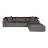 Moe's Home Collection Clay Lounge Modular Sectional Performance in Fabric Light Grey - Front Angle