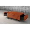 Furnitech Signature 48" Mid-Century Modern Coffee Table in Iron Wood - Front Side Opened Angle - Furnitech Signature 48" Mid-Century Modern Coffee Table in Iron Wood - Front Side Opened Angle