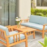 Vifah Kapalua Honey Nautical Eucalyptus Wooden Outdoor Sofa Set, Back Angle