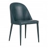 Moe's Home Collection Burton Dining Chair Dark Teal Vegan Leather - Set of Two - Front Side Angle