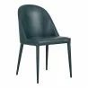 Moe's Home Collection Burton Dining Chair Dark Teal Vegan Leather - Set of Two - Front Side Angle - Moe's Home Collection Burton Dining Chair Dark Teal Vegan Leather - Set of Two - Front Side Angle