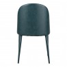 Moe's Home Collection Burton Dining Chair Dark Teal Vegan Leather - Set of Two - Back Angle