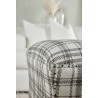 Essentials For Living York Ottoman in Performance Tartan Charcoal - Side Corner Lifestyle