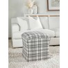 Essentials For Living York Ottoman in Performance Tartan Charcoal - Lifestyle