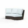 Montecito Curved Loveseat in Canvas Skyline w/ Self Welt - Front Side Angle - Montecito Curved Loveseat in Canvas Skyline w/ Self Welt - Front Side Angle