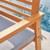 Vifah Waimea Honey Slatted Eucalyptus Wood Garden Bench with Cushion, Closeup View - Vifah Waimea Honey Slatted Eucalyptus Wood Garden Bench with Cushion, Closeup View